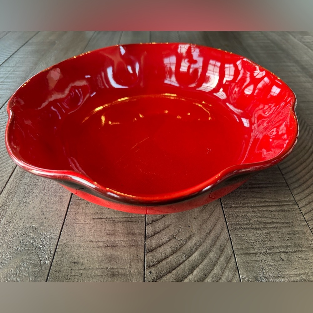 De Silva Vintage Terracotta Ombré Red & Black Scalloped Serving Dish